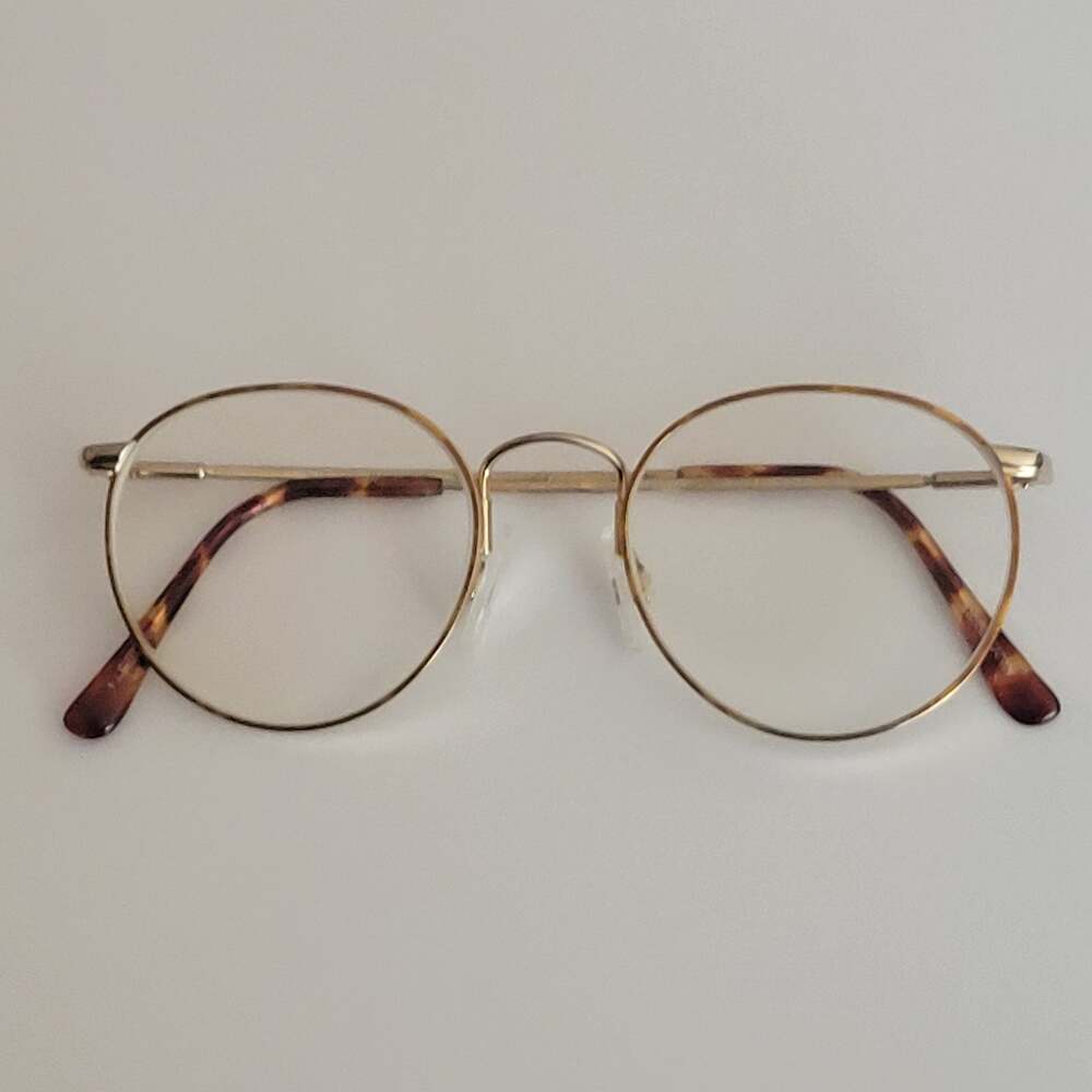 Marchon Eyeglasses Gold Metal Round Demi Blond Flexon Autoflex Frame Women 140mm